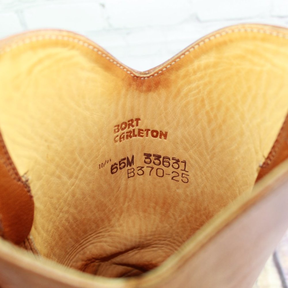 Vintage Bort Carleton Brown Distressed Leather Riding Heeled Boots Size 6.5 M - Picture 6 of 9